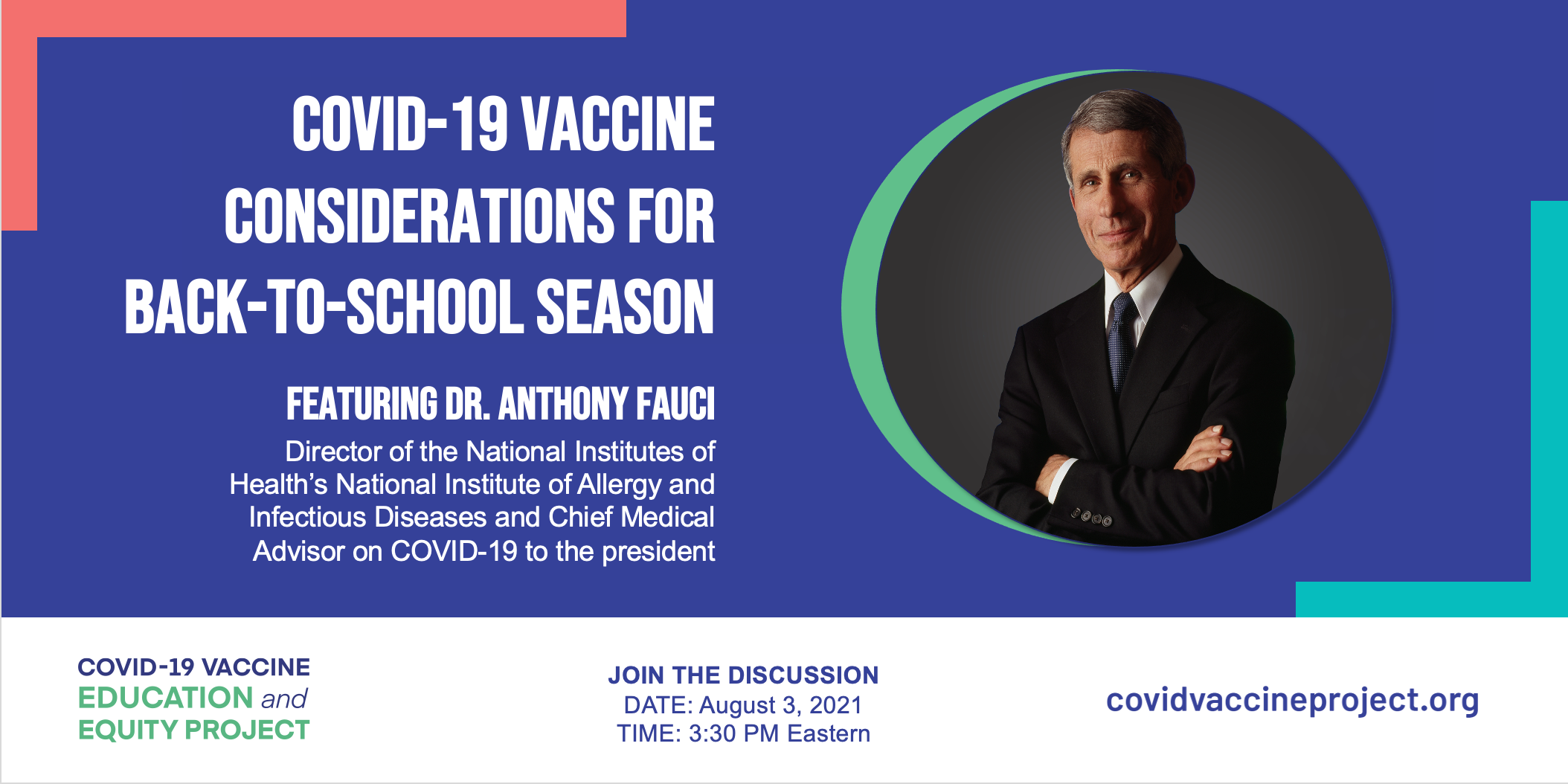 El Proyecto de Educación y Equidad en materia de Vacunas contra el COVID-19 realizó un seminario virtual con el fin de responder las preguntas más frecuentes acerca de las vacunas y proporcionar información a los padres para el retorno seguro a clases
